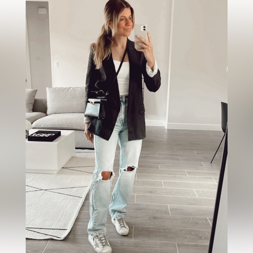 Zara Dark Grey linen Blazer with Tailored Design